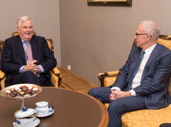 Riigikogu esimees Eiki Nestor ja väliskomisjoni esimees Marko Mihkelson kohtusid Brexiti kõneluste Euroopa Liidu pealäbirääkija Michel Barnier’ga