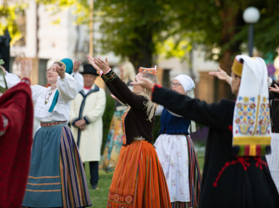 XXVII laulu- ja XX tantsupeo tuli jõudis Toompeale Kuberneri aeda ning viidi Pika Hermanni torni ööbima