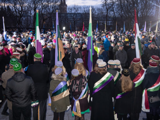 Eesti vabariigi 102. aastapäeva lipuheiskamise tseremoonia, konfereeris Voldemar Panso preemia laureaat Maarja Johanna Mägi