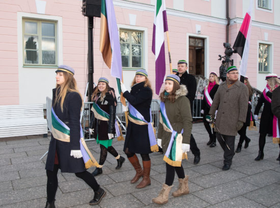 Eesti vabariigi 102. aastapäeva lipuheiskamise tseremoonia, konfereeris Voldemar Panso preemia laureaat Maarja Johanna Mägi