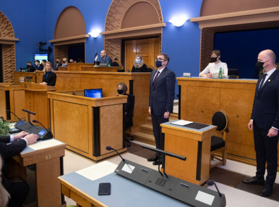 Täiskogu istung, uue valitsuse liikmed andsid ametivande, 26. jaanuar 2021. Keskkonnaminister Tõnis Mölder.