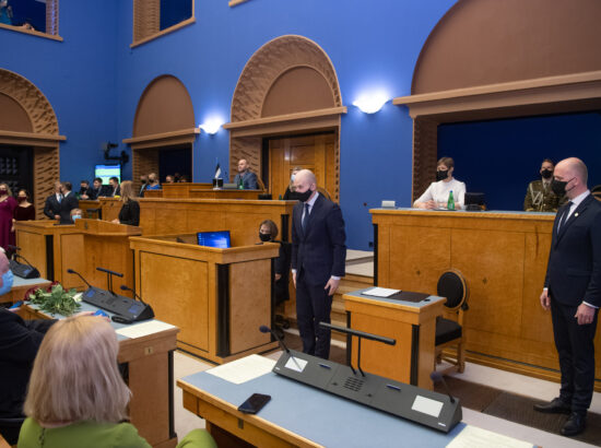 Täiskogu istung, uue valitsuse liikmed andsid ametivande, 26. jaanuar 2021. Kultuuriminister Anneli Ott.