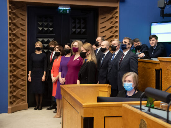 Täiskogu istung, uue valitsuse liikmed andsid ametivande, 26. jaanuar 2021. Maaeluminister Urmas Kruuse.