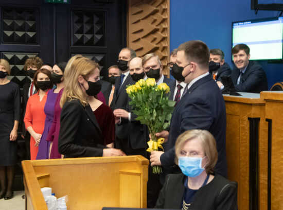 Täiskogu istung, uue valitsuse liikmed andsid ametivande, 26. jaanuar 2021. Justiitsminister Maris Lauri.