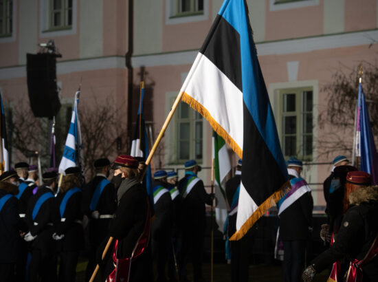 Eesti Vabariigi 103. aastapäeva lipuheiskamise tseremoonia. Riigikogu esimees Henn Põlluaas.