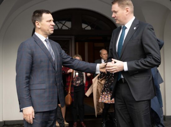 Riigikogu esimehe Jüri Ratase kohtumine Läti parlamendi esimehe Edvards Smiltēnsiga