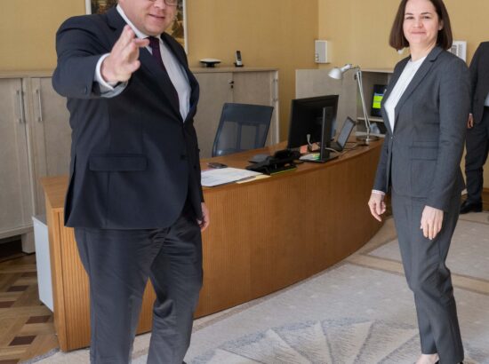 Riigikogu esimees Lauri Hussar ja Valgevene demokraatliku opositsiooni juht Svjatlana Tsihhanovskaja