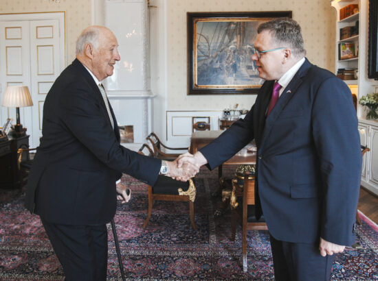 Riigikogu esimees Lauri Hussar kohtus Norra parlamendi esimehe Masud Gharahkhaniga.
