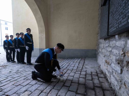Tallinna 21. Kooli õpilased heiskasid täna päikesetõusul Pika Hermanni torni sinimustvalge lipu, et tähistada vastupanuvõitluse päeva. Koolinoori tervitas ja Riigikogu ajaloolist hoonet tutvustas Riigikogu esimees Lauri Hussar.