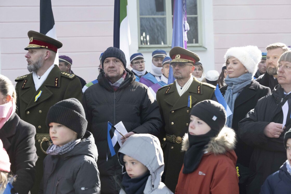 Eesti Vabariigi 108. aastapäeva tähistamine ja pidulik lipuheiskamistseremoonia Toompeal.