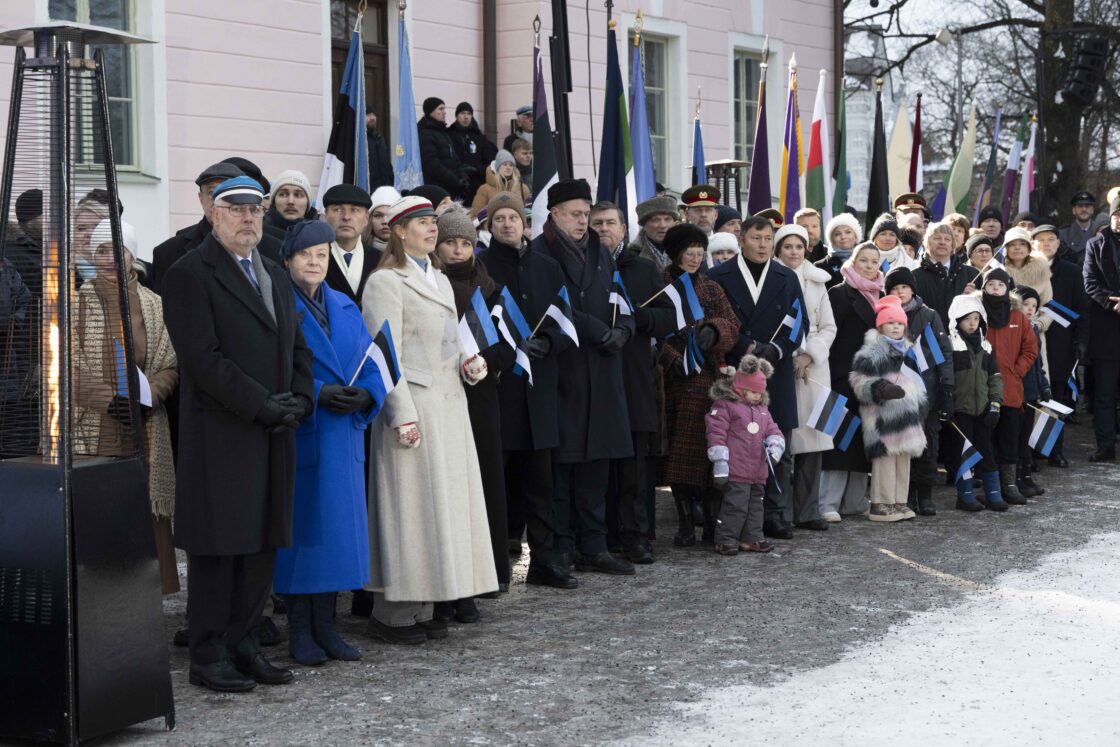 Eesti Vabariigi 108. aastapäeva tähistamine ja pidulik lipuheiskamistseremoonia Toompeal.