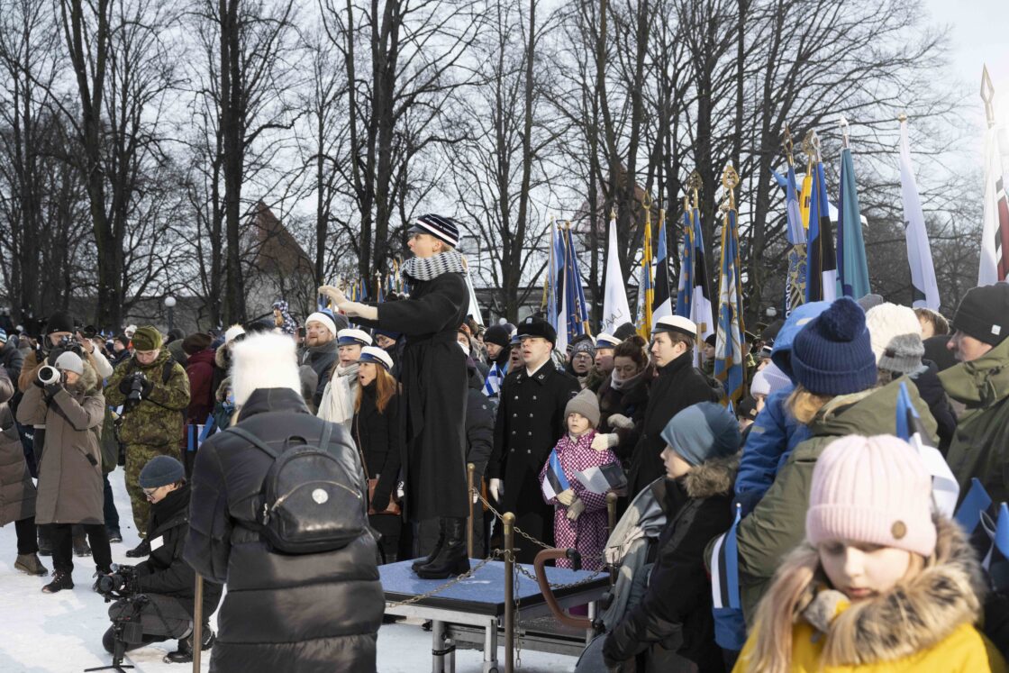 Eesti Vabariigi 108. aastapäeva tähistamine ja pidulik lipuheiskamistseremoonia Toompeal.