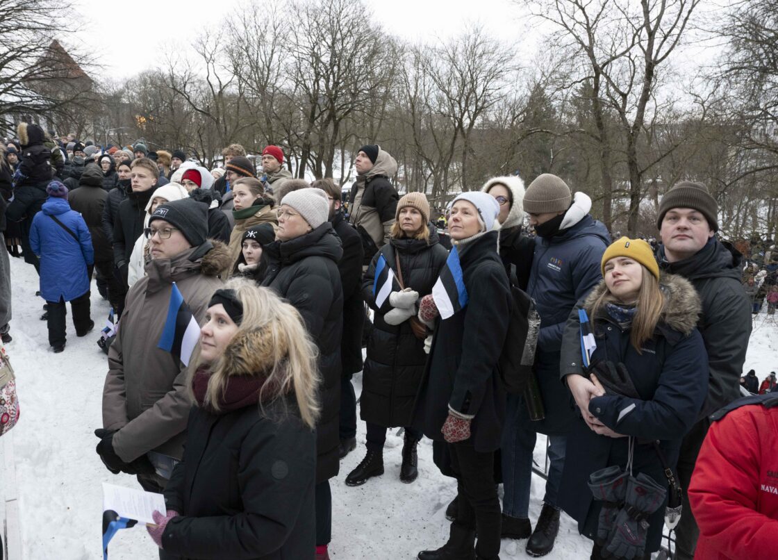 Eesti Vabariigi 108. aastapäeva tähistamine ja pidulik lipuheiskamistseremoonia Toompeal.