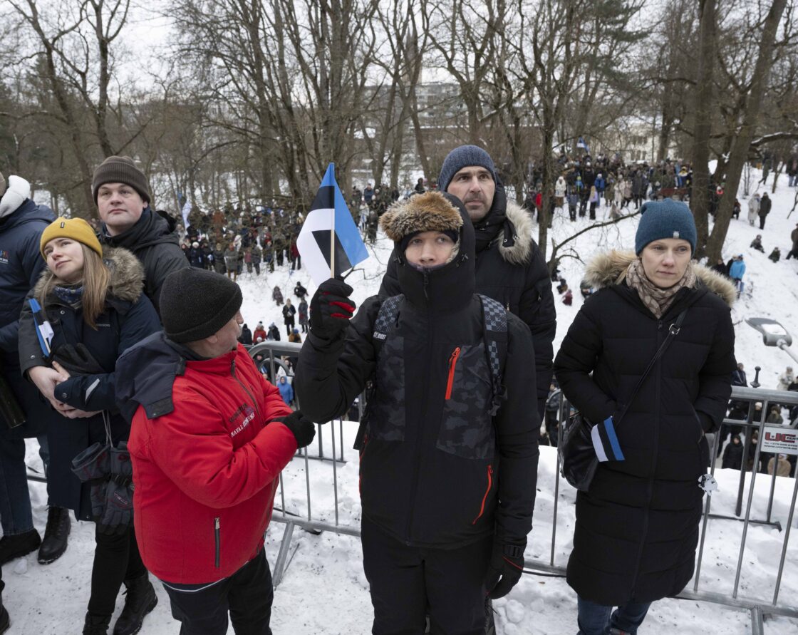 Eesti Vabariigi 108. aastapäeva tähistamine ja pidulik lipuheiskamistseremoonia Toompeal.