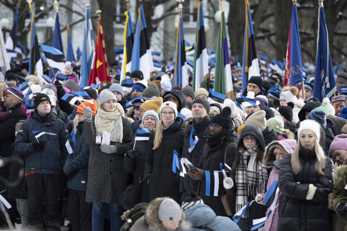 Eesti Vabariigi 108. aastapäeva tähistamine ja pidulik lipuheiskamistseremoonia Toompeal.