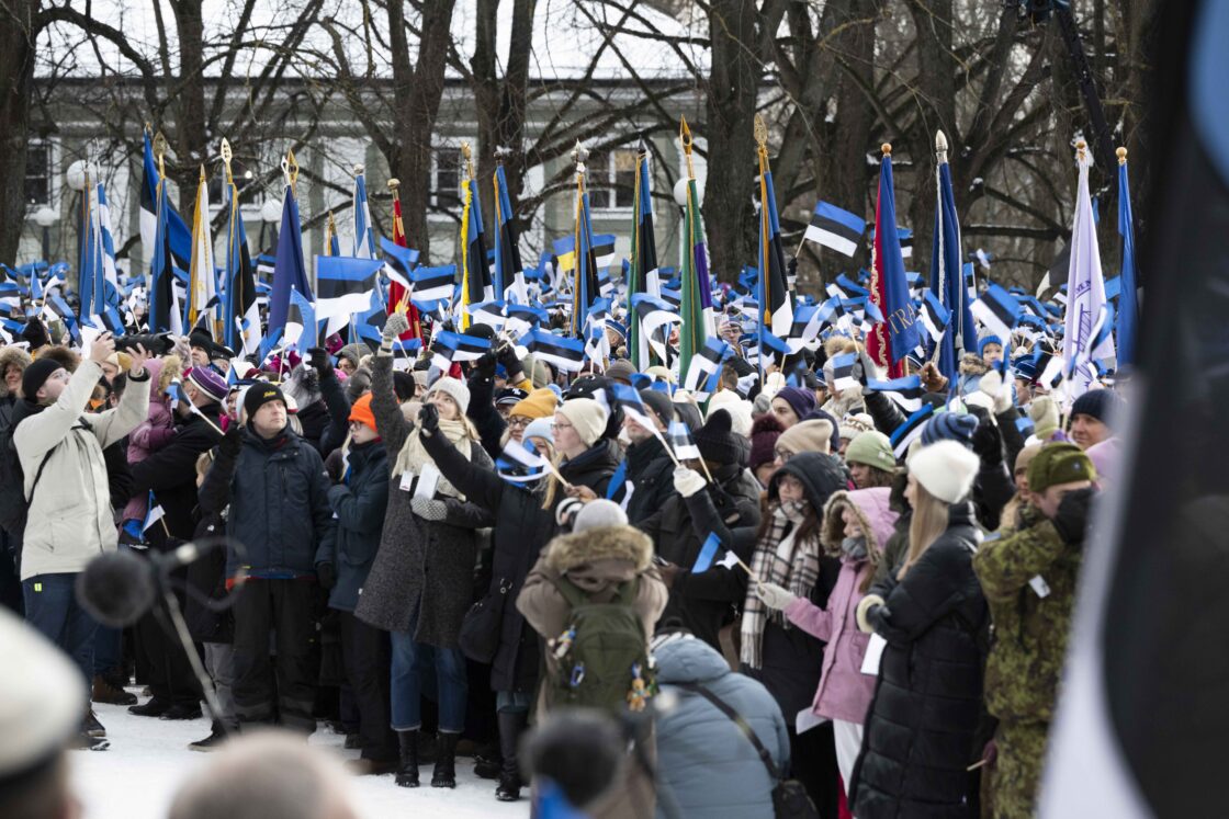 Eesti Vabariigi 108. aastapäeva tähistamine ja pidulik lipuheiskamistseremoonia Toompeal.