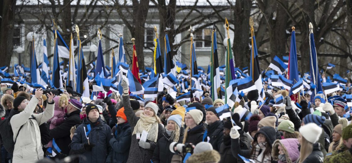 Eesti Vabariigi 108. aastapäeva tähistamine ja pidulik lipuheiskamistseremoonia Toompeal.
