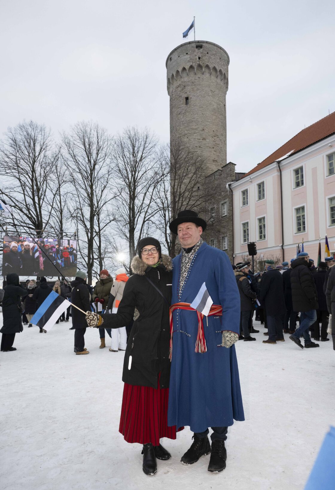 Eesti Vabariigi 108. aastapäeva tähistamine ja pidulik lipuheiskamistseremoonia Toompeal.